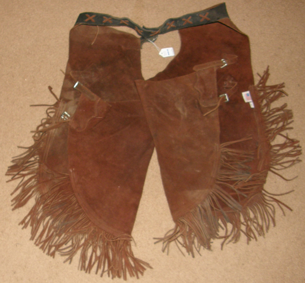 Chaps Cuir Daim Américain Barnstable Riding - Marron, Taille L - Franges, équitation Western